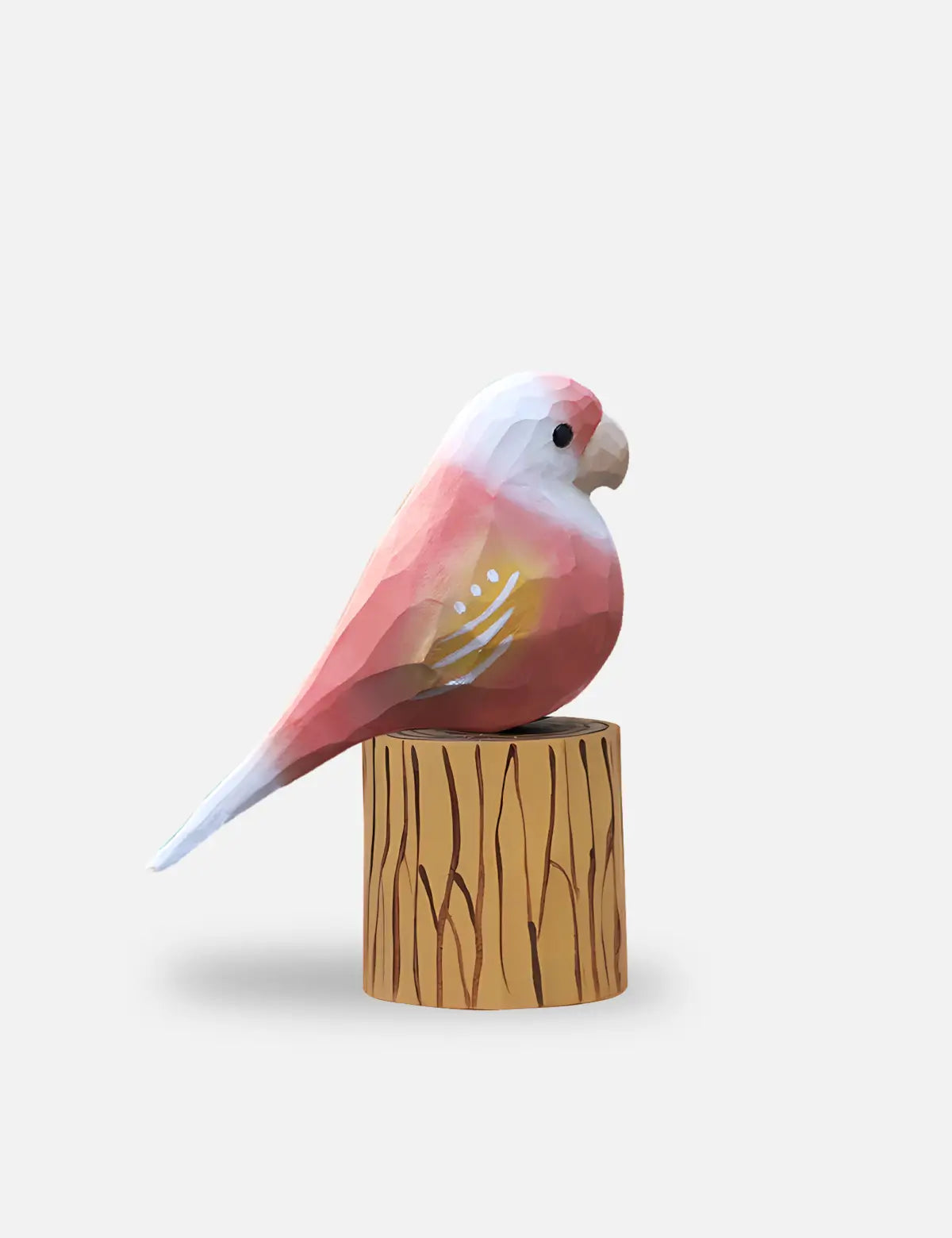 alt="Handcrafted Pink Parakeet Wooden Bird by WoodenWhimsy - Exquisite Home Ornament" - 01
