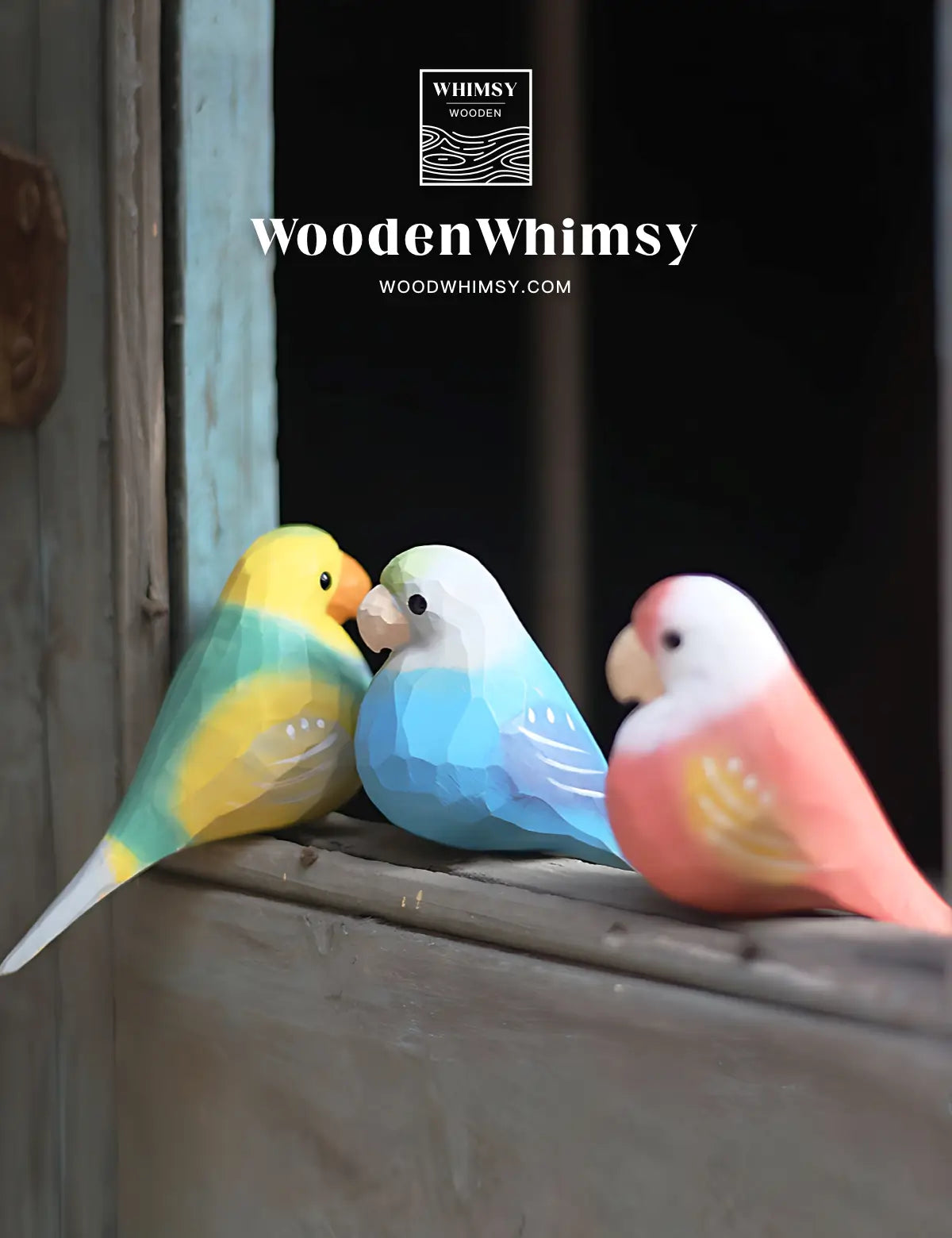 alt="Handcrafted Pink Parakeet Wooden Bird by WoodenWhimsy - Exquisite Home Ornament" - 07