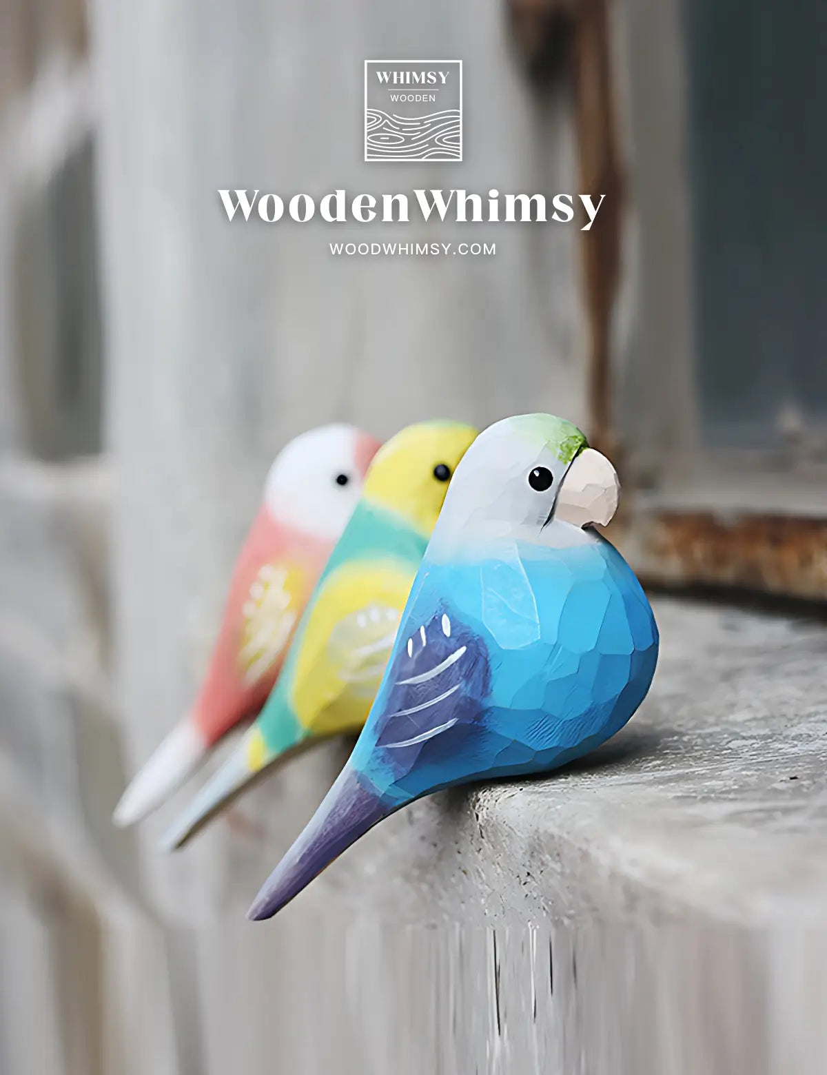 alt="Handcrafted Pink Parakeet Wooden Bird by WoodenWhimsy - Exquisite Home Ornament" - 08