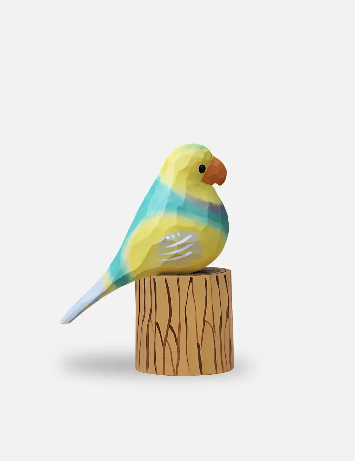 Handcrafted Yellow Parakeet Wooden Bird Sculpture by WoodenWhimsy - 01